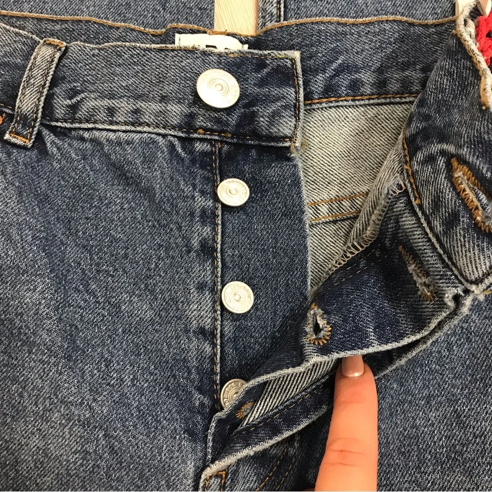 BDG Urban Outfitters Medium Wash Dad Slim Straight Leg Cropped Jean - Picture 6 of 11